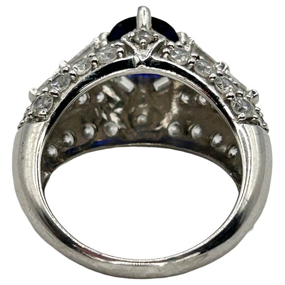Vintage Victoria Weick 925 Sterling Silver Sapphire and CZ Ring - Size 6 - Picture 5 of 6